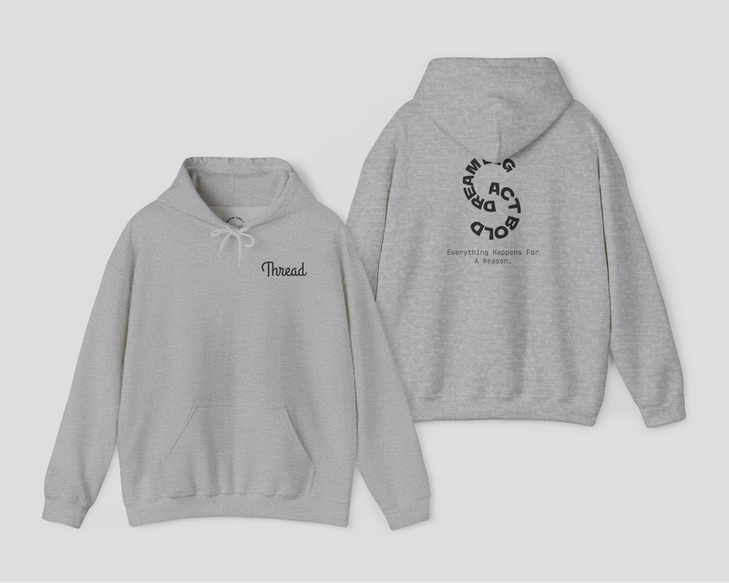 Thread Classic Soft Unisex Hoodie in light grey with front logo and back design, featuring spacious kangaroo pocket.